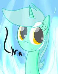 Size: 463x590 | Tagged: safe, artist:mr-degration, lyra heartstrings, pony, unicorn, g4, abstract background, bust, female, looking at you, mare, solo