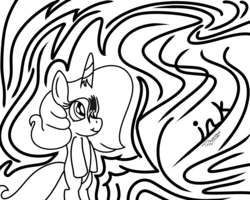 Size: 1280x1024 | Tagged: safe, artist:xwoofyhoundx, oc, oc only, oc:red velvet, abstract, black and white, grayscale, monochrome, painttoolsai, smiling