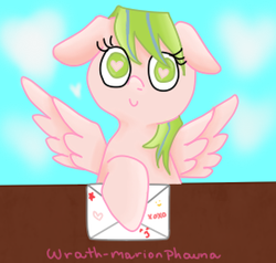 Size: 277x264 | Tagged: safe, artist:wrath-marionphauna, oc, oc only, oc:love letters, letter, meta, solo