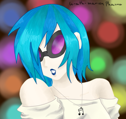 Size: 520x491 | Tagged: safe, artist:wrath-marionphauna, dj pon-3, vinyl scratch, human, g4, bare shoulder portrait, fanart, female, humanized, lipstick, solo