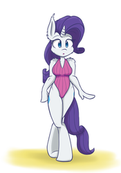 Size: 700x1000 | Tagged: safe, artist:heir-of-rick, rarity, anthro, unguligrade anthro, g4, clothes, cute, female, fluffy, one-piece swimsuit, solo, swimsuit