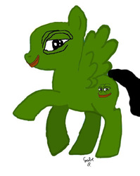 Size: 351x441 | Tagged: artist needed, safe, pegasus, meme, pepe the frog, ponified, simple background, smiling, solo, spread wings, white background, wings