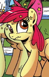 Size: 307x480 | Tagged: safe, artist:ponygoddess, idw, apple bloom, granny smith, pony, friends forever, g4, spoiler:comic, spoiler:comicff16, circling stars, dazed, derp, dizzy, scrunchy face