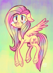 Size: 600x819 | Tagged: safe, artist:steveholt, fluttershy, pegasus, pony, g4, crying, female, floppy ears, fluttercry, mare, sad, solo, spread wings, teary eyes, wings