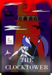Size: 644x920 | Tagged: source needed, safe, artist:drpain, minuette, princess luna, anthro, g4, castlevania, clocktower, crossover, female, scythe, solo