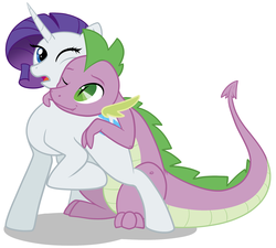 Size: 2248x2019 | Tagged: safe, artist:ranger, rarity, spike, g4, cuddling, cute, female, high res, male, older, older spike, ship:sparity, shipping, snuggling, straight