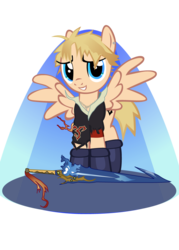 Size: 750x1050 | Tagged: safe, artist:pony volcano pizza, pony, final fantasy, final fantasy x, ponified, simple background, solo, sword, tidus, transparent background, vector, video game