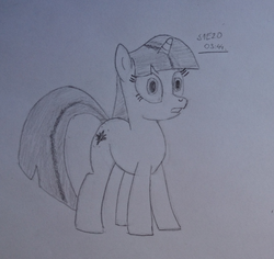 Size: 696x657 | Tagged: safe, artist:norikago, twilight sparkle, g4, female, monochrome, pencil, solo, traditional art