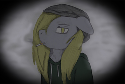 Size: 900x600 | Tagged: safe, artist:amazingartistwriter, derpy hooves, anthro, g4, cigarette, female, smoking, solo