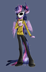 Size: 556x870 | Tagged: safe, artist:thecommandercube, twilight sparkle, anthro, g4, clothes, creepypasta, crossover, female, mask, masky, solo, twilight sparkle (alicorn)