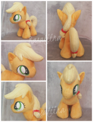 Size: 1205x1589 | Tagged: safe, artist:rasaliina, applejack, g4, filly, filly applejack, irl, photo, plushie