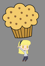 Size: 498x718 | Tagged: safe, artist:khuzang, derpy hooves, human, g4, female, humanized, muffin, muffin breaker, solo