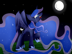 Size: 1280x960 | Tagged: safe, artist:scarecrowartistry, princess luna, g4, crying, female, moon, night, solo, stars