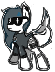Size: 1000x1297 | Tagged: safe, artist:moonpone, artist:woona, oc, oc only, oc:woona, original species, shark, shark pony, clothes, solo, suit, sunglasses, swimsuit