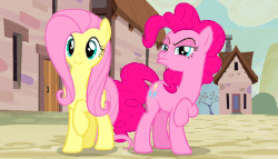 Size: 472x270 | Tagged: safe, screencap, fluttershy, pinkie pie, rarity, starlight glimmer, twilight sparkle, alicorn, pony, g4, the cutie map, animated, female, hoof under chin, in our town, mare, personal space invasion, raised eyebrow, s5 starlight, singing, suspicious, touchy feely, twilight sparkle (alicorn), when she doesn't smile