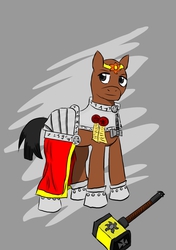 Size: 874x1240 | Tagged: safe, artist:hailmyself, pony, armor, ponified, solo, war hammer, warhammer (game), warhammer fantasy, weapon