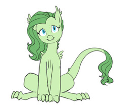 Size: 540x480 | Tagged: safe, artist:carnifex, oc, oc only, unnamed oc, dracony, hybrid, cute, interspecies offspring, looking at you, offspring, parent:fluttershy, parent:spike, parents:flutterspike, simple background, sitting, smiling, solo, white background