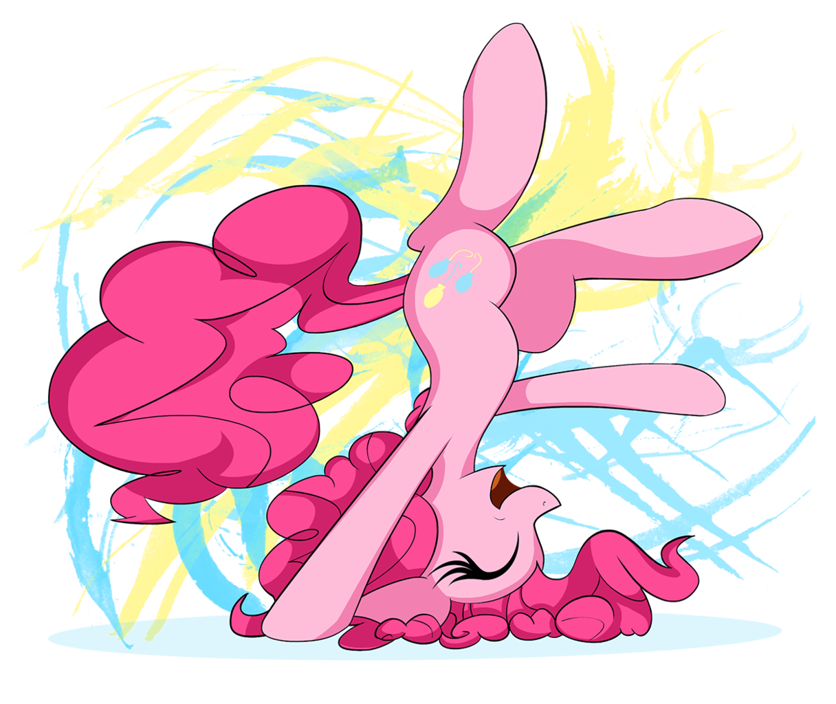 safe, artist:flamevulture17, pinkie pie, eyes closed, female, headstand, op...