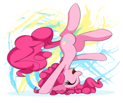 Size: 1252x1054 | Tagged: safe, artist:flamevulture17, pinkie pie, g4, eyes closed, female, headstand, open mouth, simple background, solo, transparent background