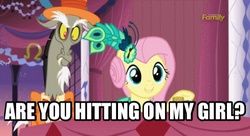 Size: 606x329 | Tagged: safe, screencap, discord, fluttershy, g4, make new friends but keep discord, image macro, meme