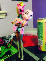 Size: 640x852 | Tagged: safe, princess cadance, g4, brushable, customized toy, doll, female, head swap, inner monster, irl, monster high, not juice, photo, toy, wat, what has science done