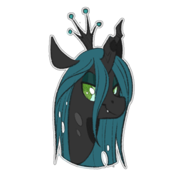 Size: 689x689 | Tagged: safe, artist:sinclair2013, queen chrysalis, changeling, changeling queen, g4, bust, crown, female, horn, jewelry, regalia, simple background, smiling, solo, transparent background