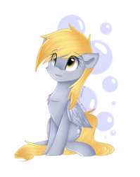 Size: 1146x1440 | Tagged: safe, artist:kurochhi, derpy hooves, pegasus, pony, g4, blushing, chest fluff, cute, derpabetes, female, mare, simple background, sitting, solo, transparent background