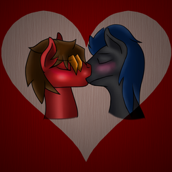 Size: 4000x4000 | Tagged: safe, artist:melodicstream, oc, oc only, oc:marker pace, oc:melodic stream, pony, gay, heart, kissing, male, shipping, stallion