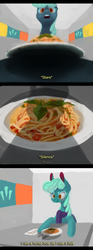 Size: 715x1920 | Tagged: safe, artist:pocket-spaghetti, oc, oc only, oc:cold snap, comic, solo, spaghetti