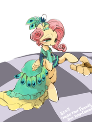 Size: 750x1000 | Tagged: safe, artist:wan, discord, fluttershy, g4, make new friends but keep discord, clothes, dress, female, male, ship:discoshy, shipping, straight, that was fast