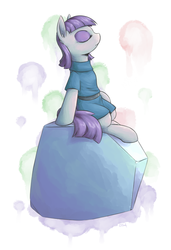 Size: 1170x1710 | Tagged: safe, artist:yeendip, maud pie, earth pony, pony, g4, boulder, eyes closed, female, rock, sitting, solo