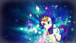 Size: 2000x1125 | Tagged: safe, artist:flizzick, artist:xxstrawberry-rosexx, rarity, pony, unicorn, g4, beads, crown, female, mare, necklace, ring, smiling, solo, vector, wallpaper