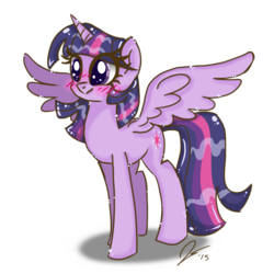 Size: 2000x2000 | Tagged: safe, artist:dreamscapevalley, twilight sparkle, alicorn, pony, g4, blushing, cute, female, high res, mare, simple background, smiling, solo, spread wings, transparent background, twiabetes, twilight sparkle (alicorn)