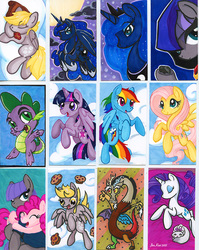 Size: 655x821 | Tagged: safe, artist:jenkiwi, derpy hooves, discord, fluttershy, maud pie, opalescence, pinkie pie, princess luna, rainbow dash, rarity, spike, twilight sparkle, alicorn, dragon, earth pony, pony, unicorn, g4, female, male, mare, traditional art, twilight sparkle (alicorn)