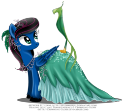 Size: 1184x1068 | Tagged: safe, artist:tiffanymarsou, oc, oc only, oc:healing light, oc:transcendence, pegasus, phoenix, pony, clothes, dress, female, gala dress, mare, simple background, transparent background, watermark