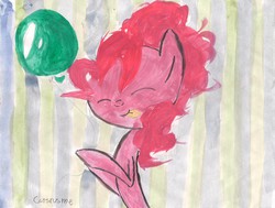 Size: 2178x1650 | Tagged: safe, artist:catsrusme, pinkie pie, g4, balloon, female, solo, traditional art