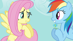 Size: 1280x720 | Tagged: source needed, safe, screencap, fluttershy, rainbow dash, pony, daring don't, g4, flower, love, shipping fuel