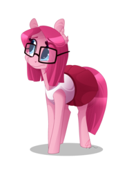 Size: 1184x1605 | Tagged: safe, artist:lolepopenon, pinkie pie, earth pony, pony, the clone that got away, g4, clothes, diane, dress, female, glasses, pinkamena diane pie, simple background, solo, transparent background