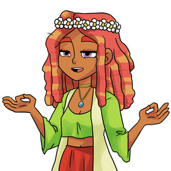 Size: 2000x2000 | Tagged: safe, artist:kianamai, tree hugger, human, g4, make new friends but keep discord, belly button, breasts, cleavage, clothes, dark skin, dreadlocks, female, floral head wreath, flower, humanized, jewelry, midriff, necklace, short shirt, solo, that was fast
