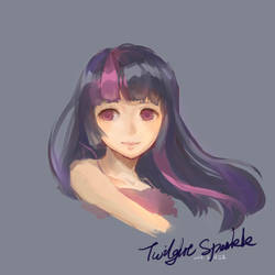 Size: 1024x1024 | Tagged: safe, artist:sansha233, twilight sparkle, human, g4, female, humanized, pixiv, solo