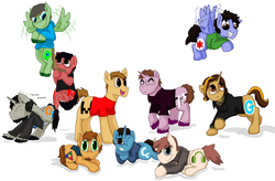 Size: 3976x2608 | Tagged: safe, artist:percy-mcmurphy, chuggaaconroy, fenix coffey, game grumps, high res, jacksepticeye, jontron, lordminion777, markiplier, muyskerm, peanutbuttergamer, ponified, simple background, white background, youtuber, youtubers