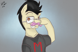 Size: 6000x4000 | Tagged: safe, artist:artistbrony, pony, absurd resolution, glasses, grin, looking at you, markiplier, ponified, smiling, solo, warfstache