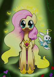 Size: 1200x1700 | Tagged: safe, artist:hoyeechun, angel bunny, fluttershy, g4, element of kindness