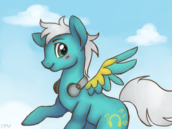 Size: 1024x768 | Tagged: safe, artist:pokefire1, oc, oc only, pegasus, pony, blushing, sky, solo
