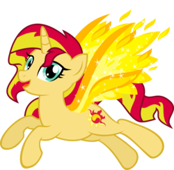 Size: 5655x5494 | Tagged: safe, artist:osipush, sunset shimmer, alicorn, pony, g4, absurd resolution, female, fiery shimmer, fiery wings, happy, race swap, shimmercorn, simple background, solo, sunset phoenix, transparent background, vector