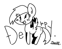 Size: 745x581 | Tagged: safe, artist:doubt, derpy hooves, pegasus, pony, g4, female, grayscale, mare, monochrome, solo