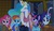 Size: 1071x617 | Tagged: safe, screencap, lady justice, lyra heartstrings, pinkie pie, princess celestia, rainbow dash, rarity, serena, swift justice, time flies, twilight sparkle, alicorn, pony, g4, make new friends but keep discord, cinemaquestria, eyes closed, female, frown, grin, laughing, mare, smiling, twilight sparkle (alicorn)