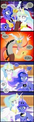 Size: 900x3225 | Tagged: safe, artist:coltsteelstallion, discord, princess celestia, princess luna, g4, make new friends but keep discord, comic, crying, dragon ball, dragon ball z, woobie