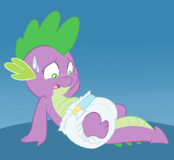 Size: 1000x919 | Tagged: safe, artist:poofy-shark, spike, g4, diaper, male, non-baby in diaper, poofy diaper, solo
