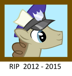 Size: 600x630 | Tagged: safe, edit, edited screencap, screencap, parcel post, post haste, earth pony, pony, g4, make new friends but keep discord, bust, cropped, good night sweet prince, male, meta, rest in peace, sad, stallion
